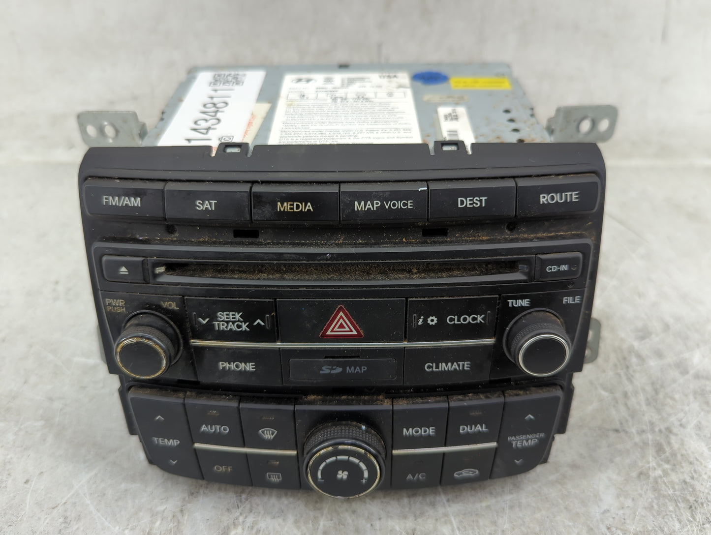 2014 Hyundai Sonata Radio AM FM Cd Player Receiver Replacement P/N:96560-3Q4004X AV246INAN Fits OEM Used Auto Parts - Oemuse