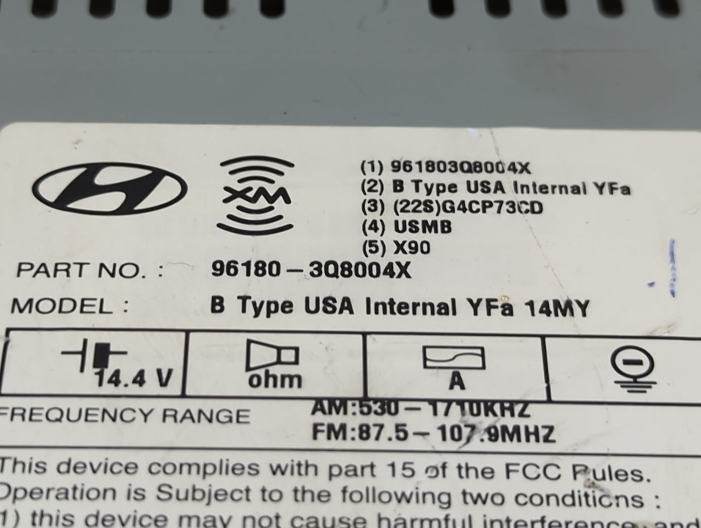 2013-2014 Hyundai Sonata Radio AM FM Cd Player Receiver Replacement P/N:961803Q8004X 96180-3Q8004X Fits Fits 2013 2014 OEM U