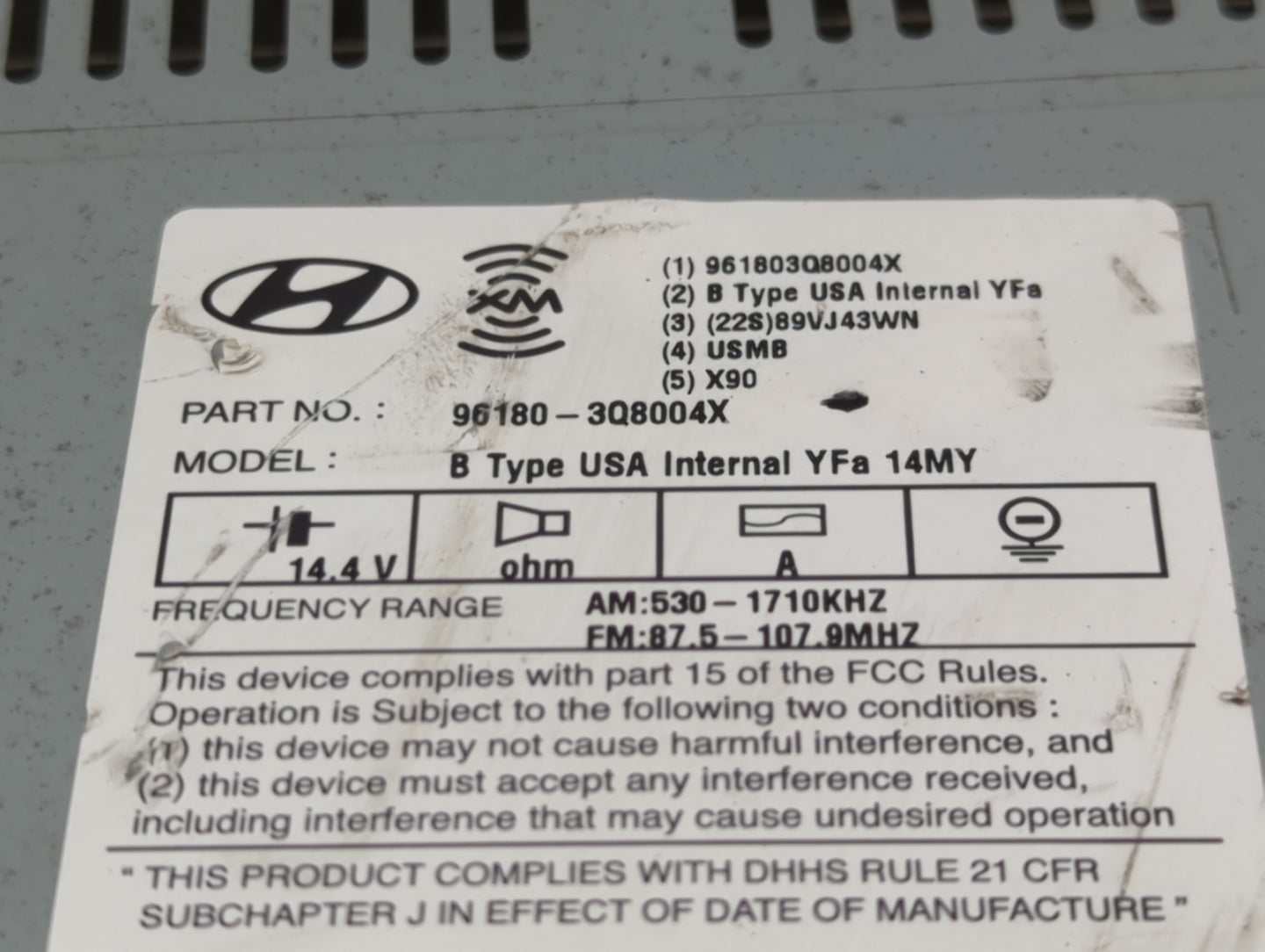 2014-2015 Hyundai Sonata Radio AM FM Cd Player Receiver Replacement P/N:961803Q8004X 96180-3Q8004X Fits Fits 2014 2015 OEM U