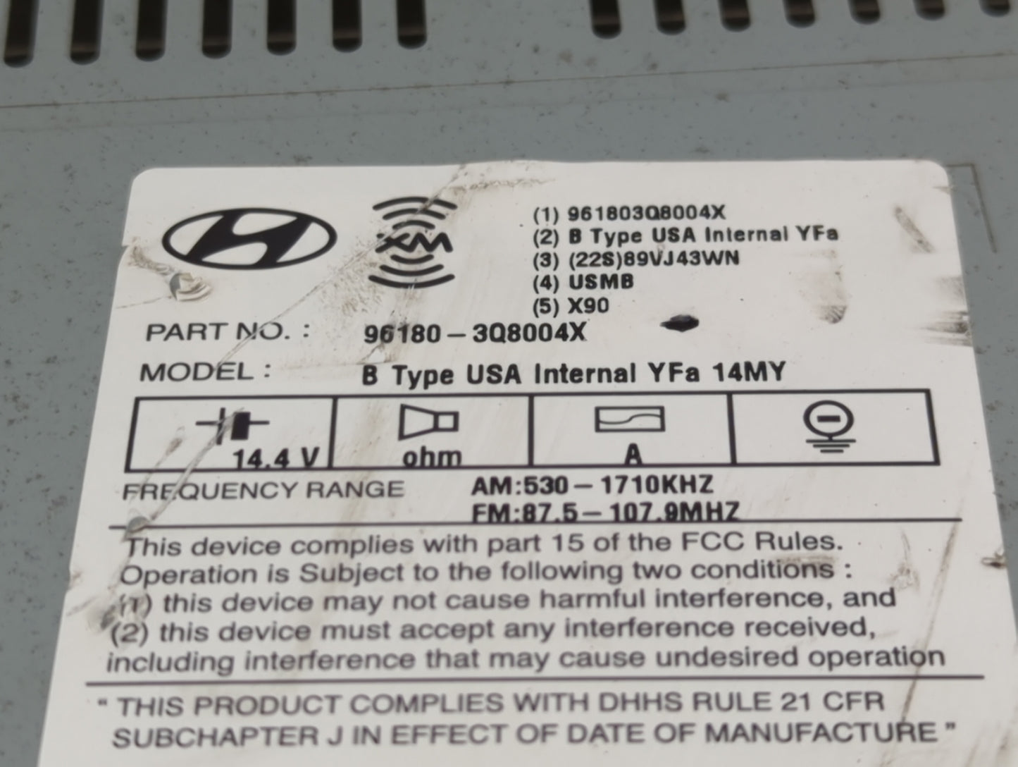 2014-2015 Hyundai Sonata Radio AM FM Cd Player Receiver Replacement P/N:961803Q8004X 96180-3Q8004X Fits Fits 2014 2015 OEM U