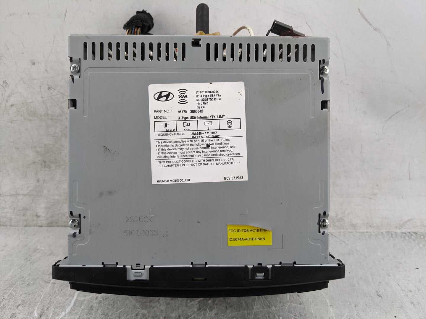 2012-2015 Hyundai Sonata Radio AM FM Cd Player Receiver Replacement P/N:961703Q0004X 96170-3Q0004X Fits Fits 2012 2013 2014 