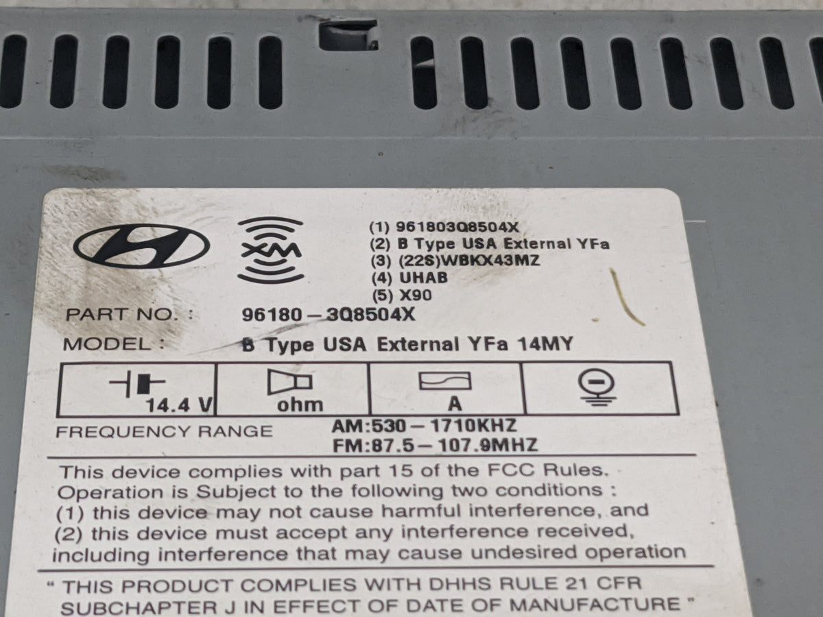 2012-2015 Hyundai Sonata Radio AM FM Cd Player Receiver Replacement P/N:961803Q8504X 96180-3Q8504X Fits Fits 2012 2013 2014 