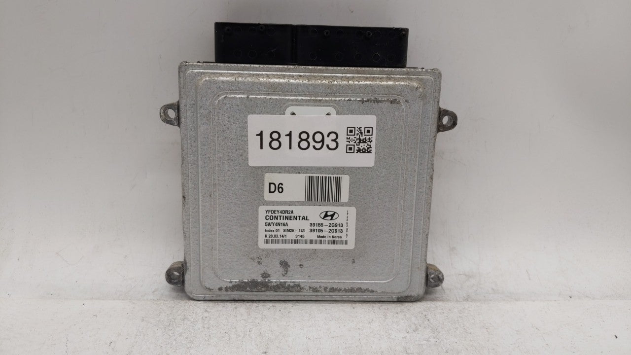2011-2015 Hyundai Sonata PCM Engine Control Computer ECU ECM PCU OEM P/N:39155-2G913 39105-2G913 Fits OEM Used Auto Parts - 