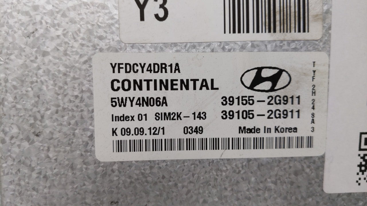 2011-2015 Hyundai Sonata PCM Engine Control Computer ECU ECM PCU OEM P/N:39155-2G913 39105-2G913 Fits OEM Used Auto Parts - 