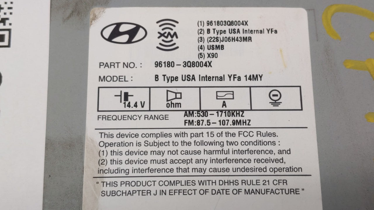 2014 Hyundai Sonata Am Fm Cd Player Radio Receiver - Oemusedautoparts1.com
