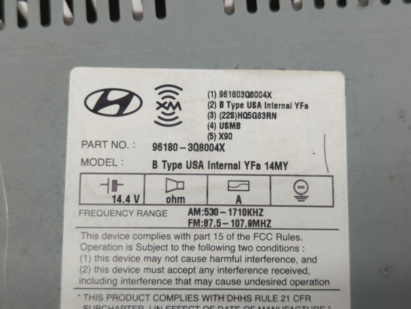 2014-2015 Hyundai Sonata Radio AM FM Cd Player Receiver Replacement Fits Fits 2014 2015 OEM Used Auto Parts - Oemusedautopar