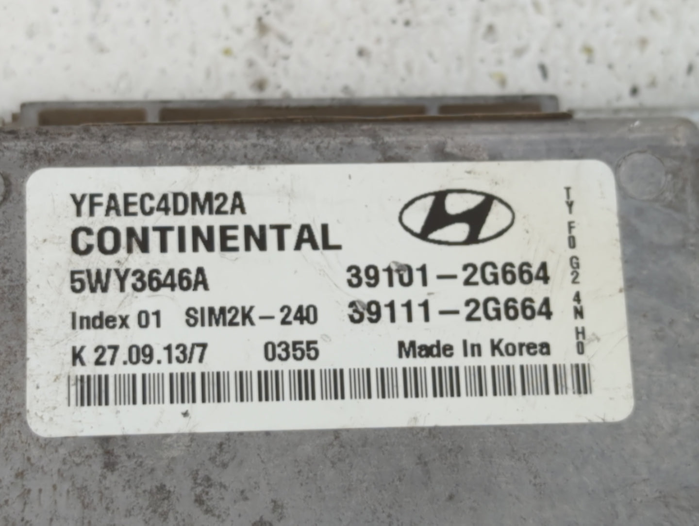 2011-2014 Hyundai Sonata PCM Engine Control Computer ECU ECM PCU OEM P/N:39111-2G672 39101-2G672 Fits Fits 2011 2012 2013 20