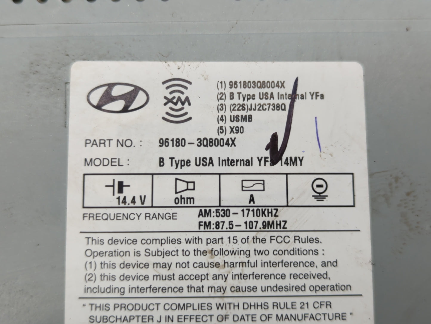 2014-2015 Hyundai Sonata Radio AM FM Cd Player Receiver Replacement P/N:96180-3Q8004X 96180-3Q800 Fits Fits 2014 2015 OEM Us