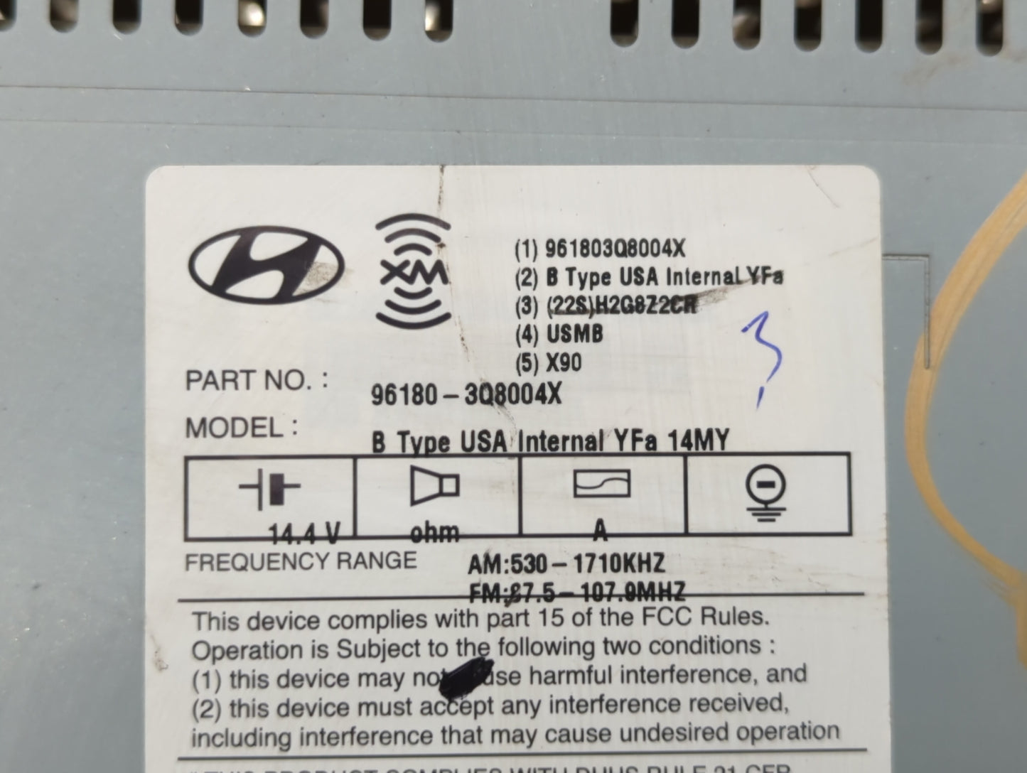 2014-2015 Hyundai Sonata Radio AM FM Cd Player Receiver Replacement P/N:96180-3Q8004X 96180-3Q800 Fits Fits 2014 2015 OEM Us