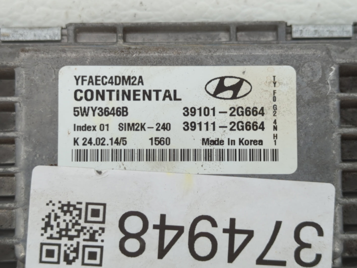 2011-2014 Hyundai Sonata PCM Engine Control Computer ECU ECM PCU OEM P/N:39111-2G672 39101-2G672 Fits Fits 2011 2012 2013 20