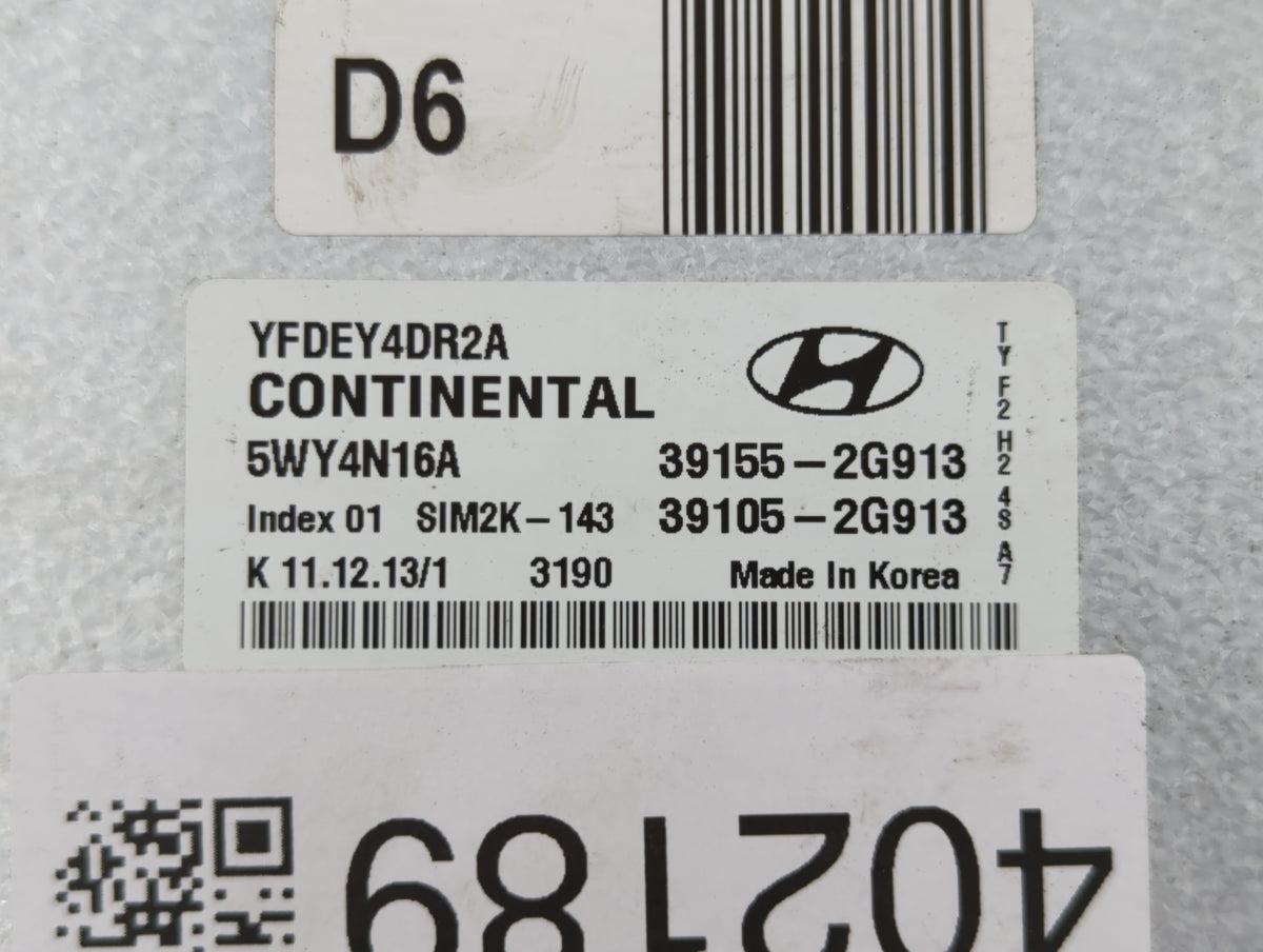 2011-2015 Hyundai Sonata PCM Engine Control Computer ECU ECM PCU OEM P/N:39105-2G913 39155-2G913 Fits 2011 2012 2013 2014 20