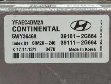 2011-2014 Hyundai Sonata PCM Engine Control Computer ECU ECM PCU OEM P/N:39111-2G664 39101-2G664 Fits Fits 2011 2012 2013 2014 OEM Used Auto Parts