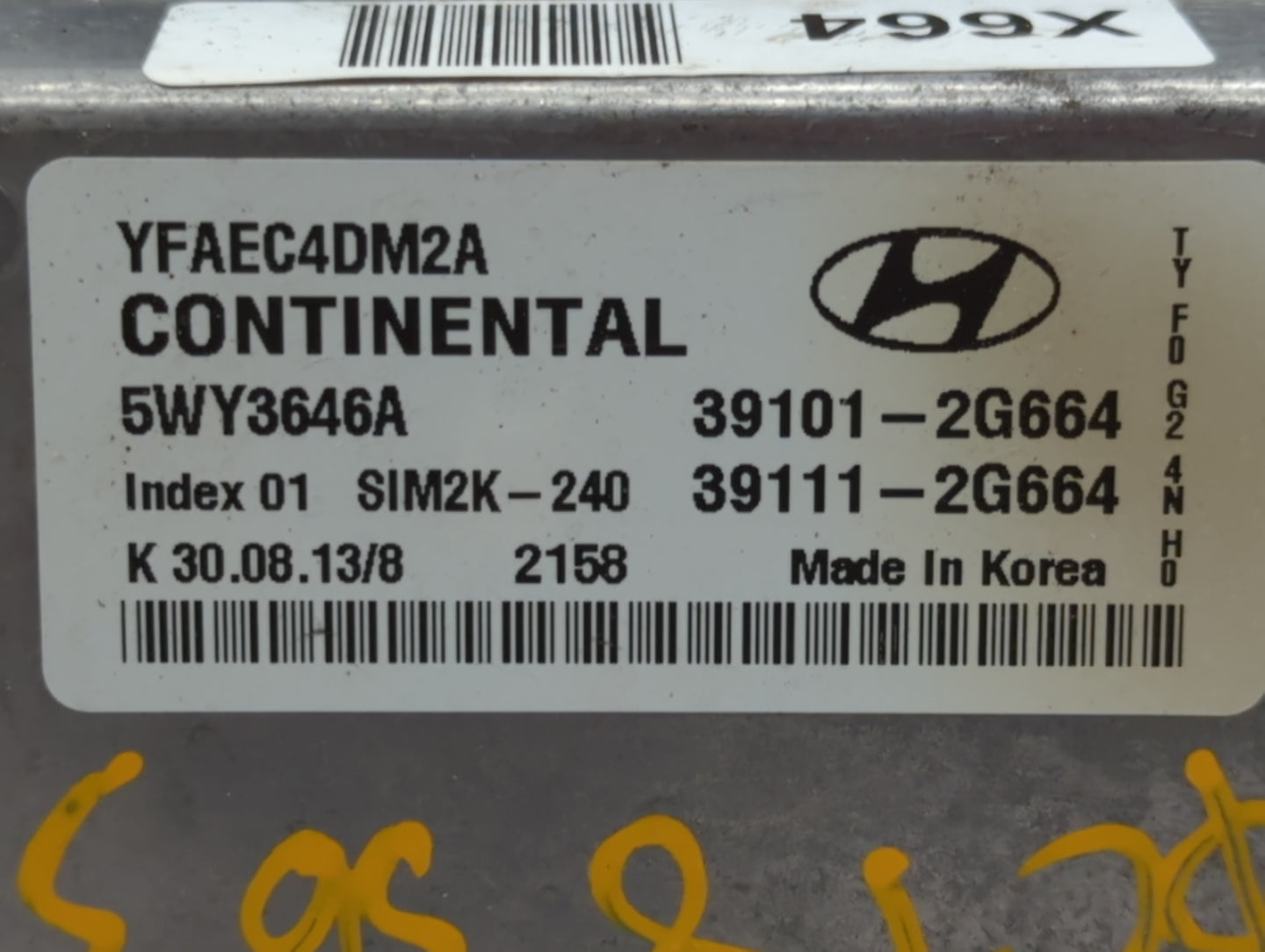 2011-2014 Hyundai Sonata PCM Engine Control Computer ECU ECM PCU OEM P/N:39111-2G664 39101-2G664 Fits Fits 2011 2012 2013 20