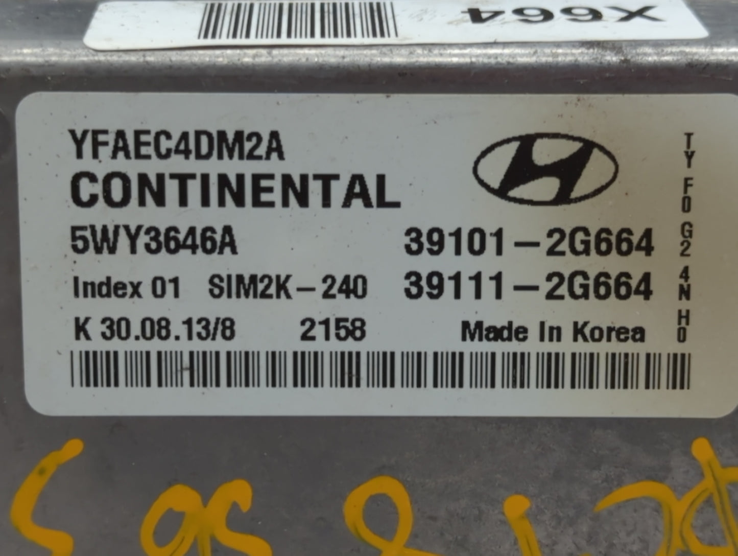 2011-2014 Hyundai Sonata PCM Engine Control Computer ECU ECM PCU OEM P/N:39111-2G664 39101-2G664 Fits Fits 2011 2012 2013 20
