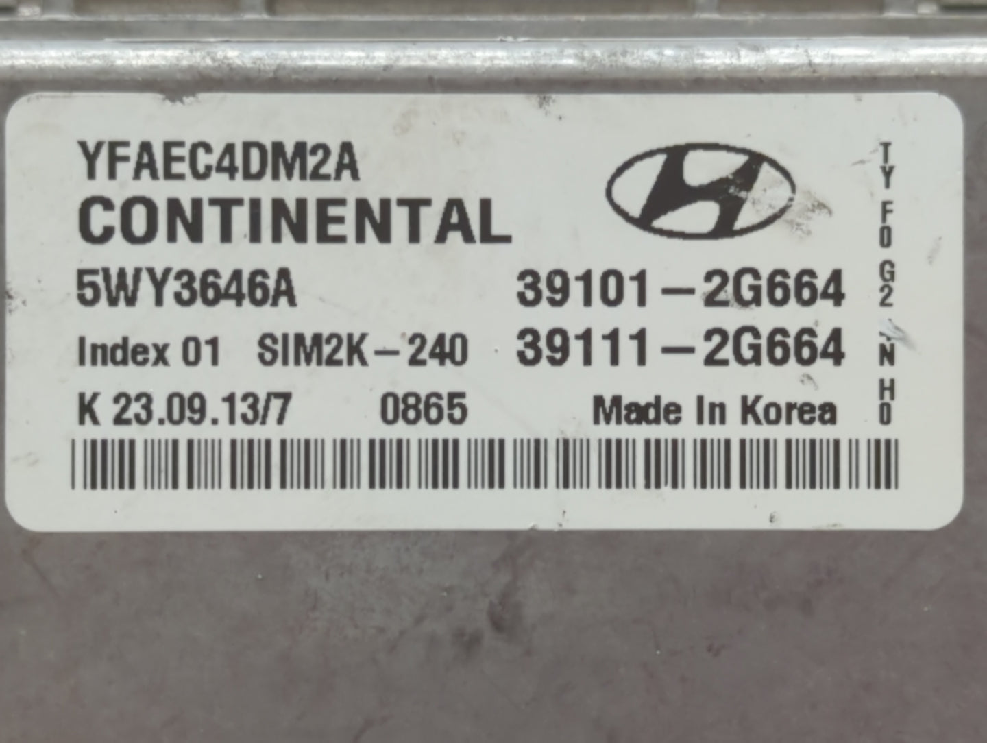 2011-2014 Hyundai Sonata PCM Engine Control Computer ECU ECM PCU OEM P/N:39111-2G664 39101-2G664 Fits Fits 2011 2012 2013 20
