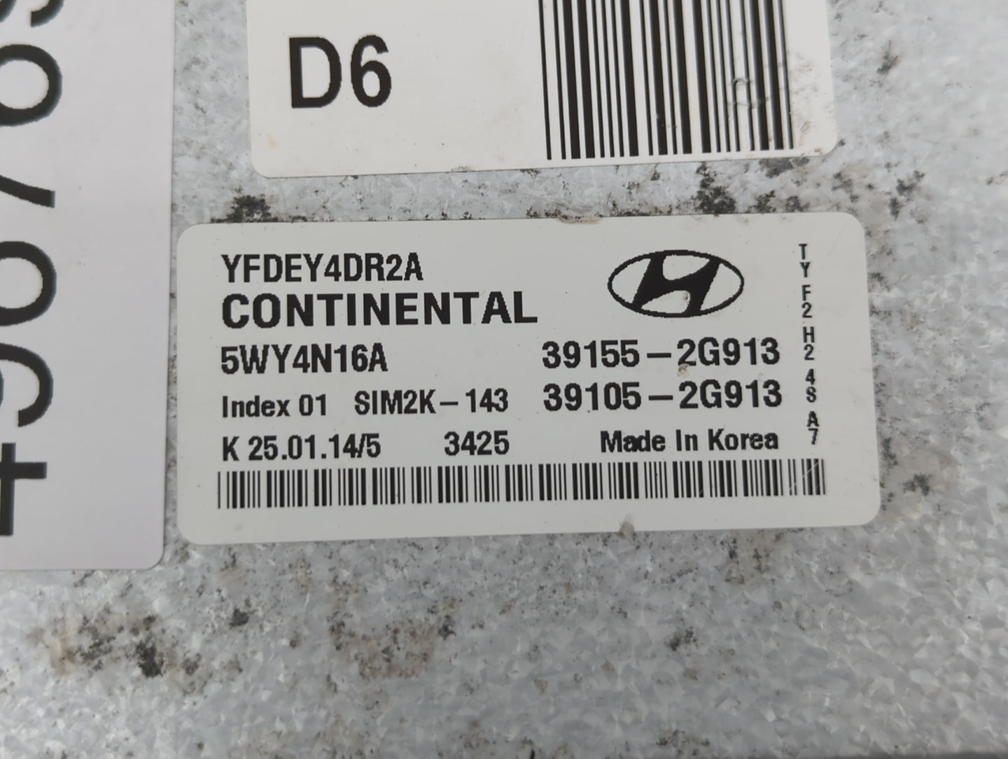2011-2015 Hyundai Sonata PCM Engine Control Computer ECU ECM PCU OEM P/N:39105-2G913 39155-2G913 Fits OEM Used Auto Parts - 