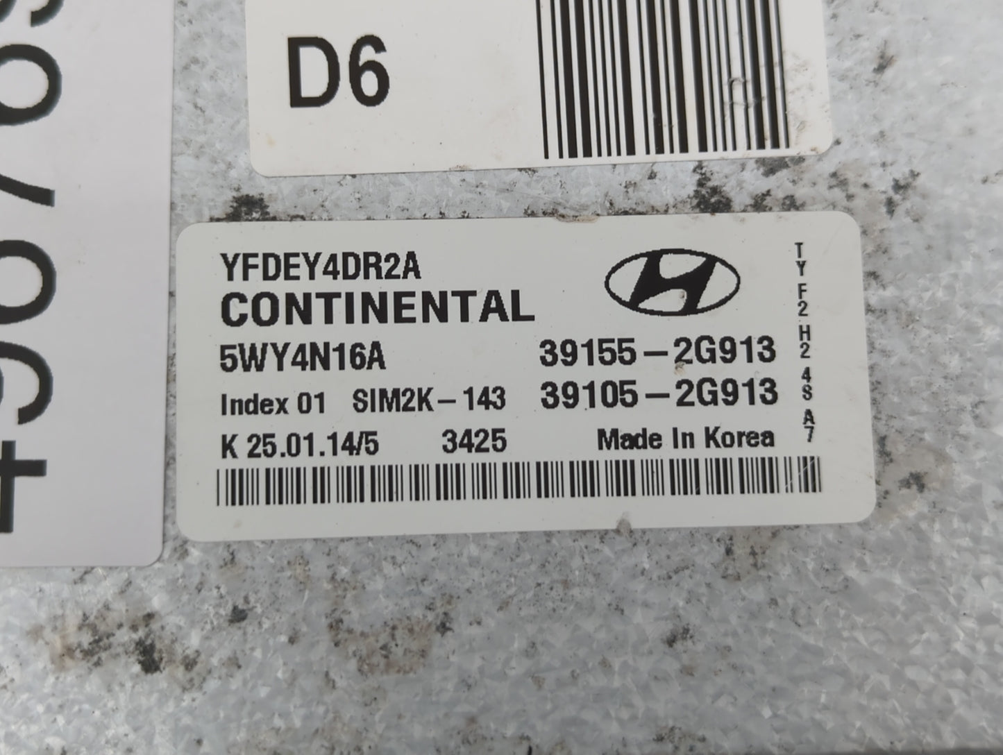 2011-2015 Hyundai Sonata PCM Engine Control Computer ECU ECM PCU OEM P/N:39105-2G913 39155-2G913 Fits OEM Used Auto Parts - 