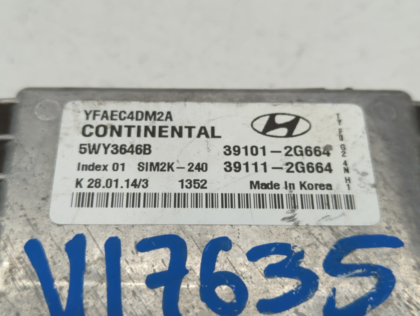 2011-2014 Hyundai Sonata PCM Engine Control Computer ECU ECM PCU OEM P/N:39111-2G664 39101-2G664 Fits Fits 2011 2012 2013 20