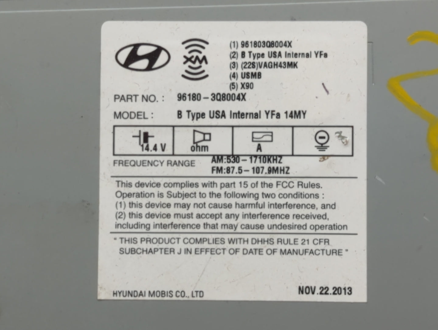 2014-2015 Hyundai Sonata Am Fm Cd Player Radio Receiver - Oemusedautoparts1.com