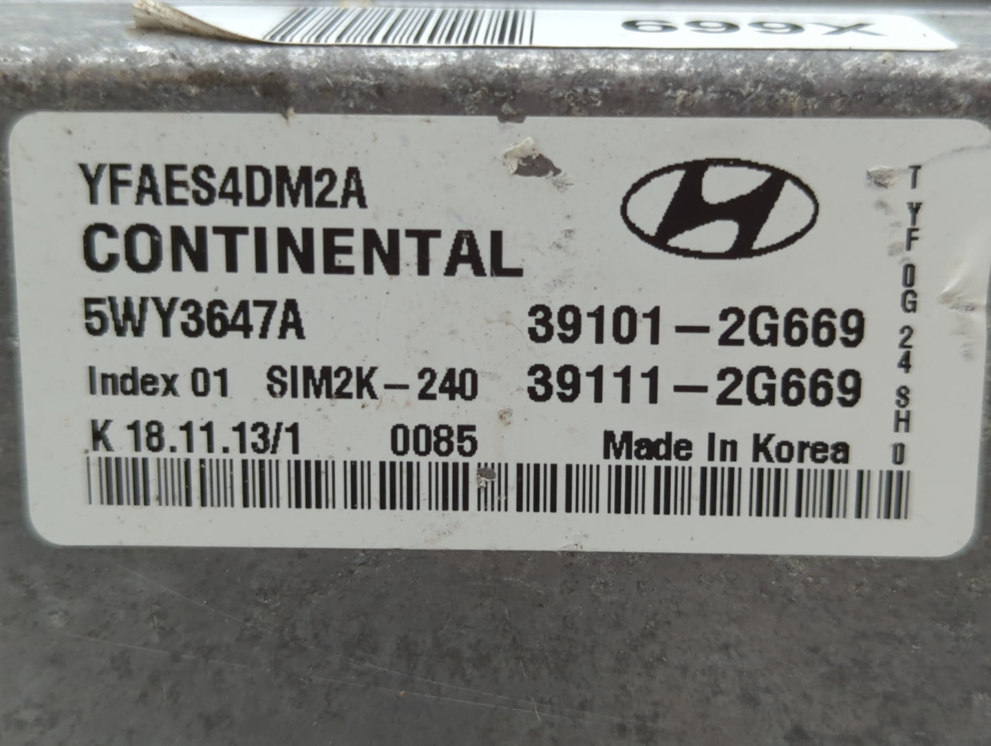 2011-2014 Hyundai Sonata PCM Engine Control Computer ECU ECM PCU OEM P/N:39111-2G669 39101-2G669 Fits Fits 2011 2012 2013 20