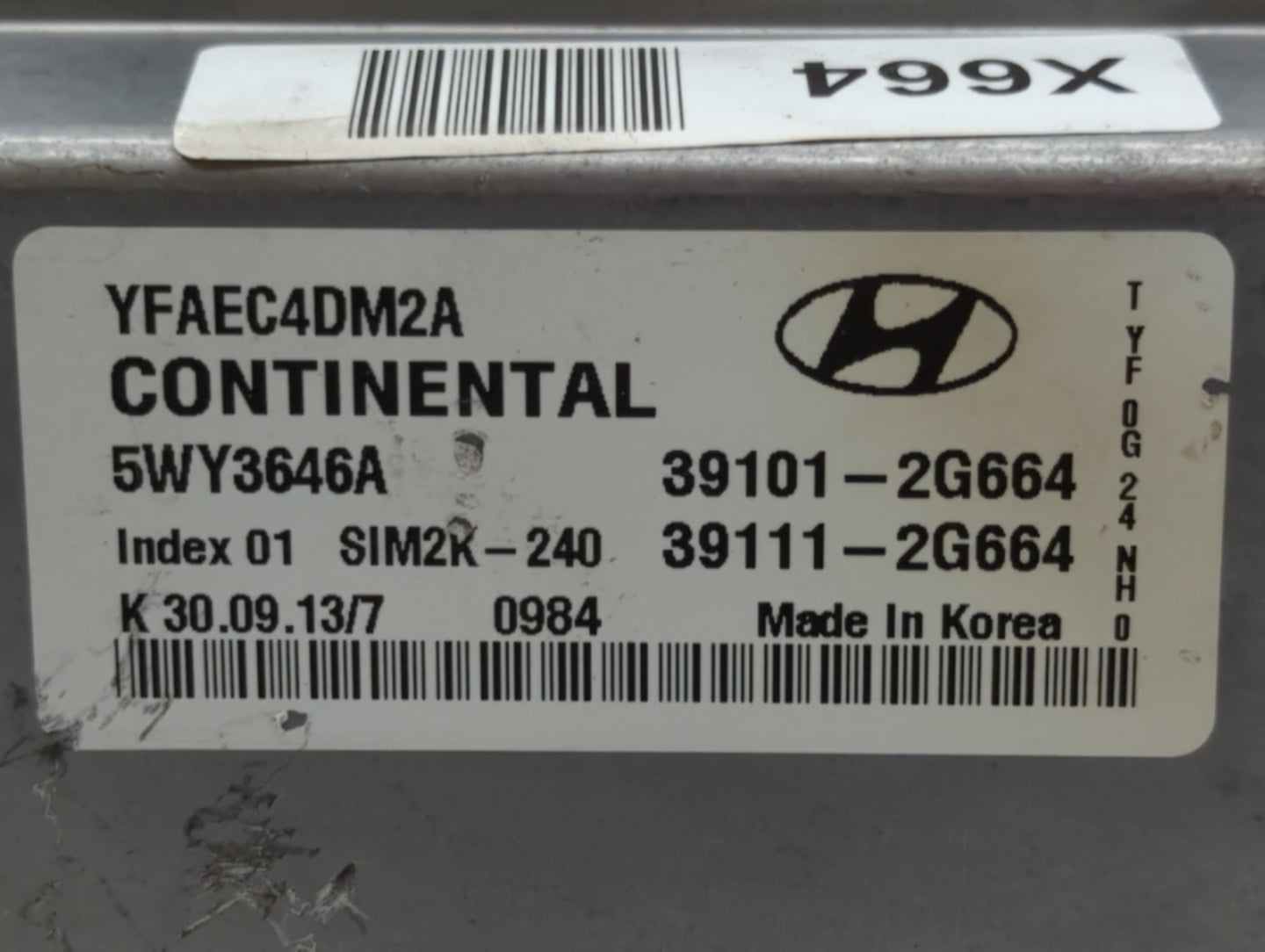 2011-2014 Hyundai Sonata PCM Engine Control Computer ECU ECM PCU OEM P/N:39111-2G664 39101-2G664 Fits Fits 2011 2012 2013 20