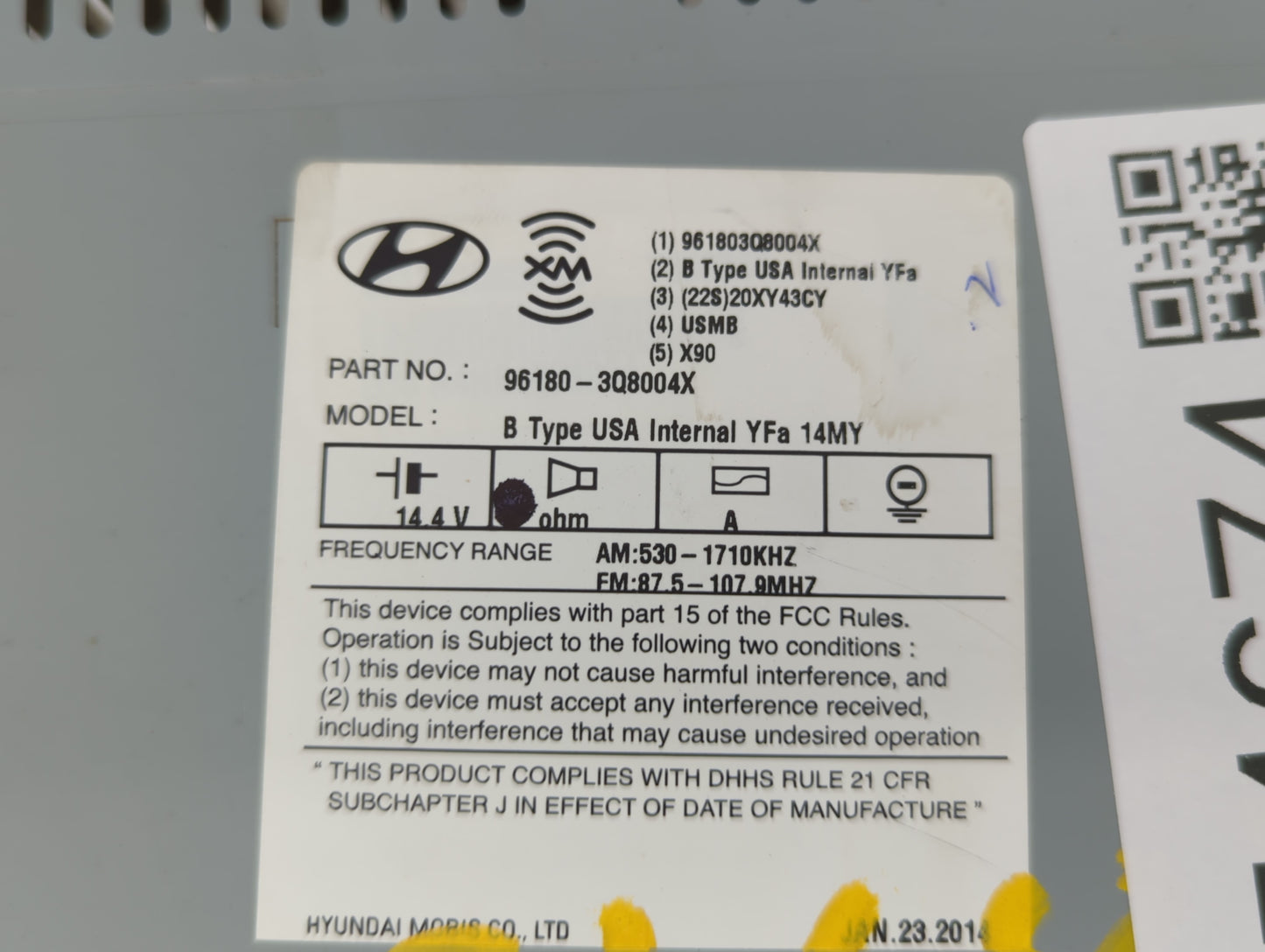 2014-2015 Hyundai Sonata Am Fm Cd Player Radio Receiver - Oemusedautoparts1.com
