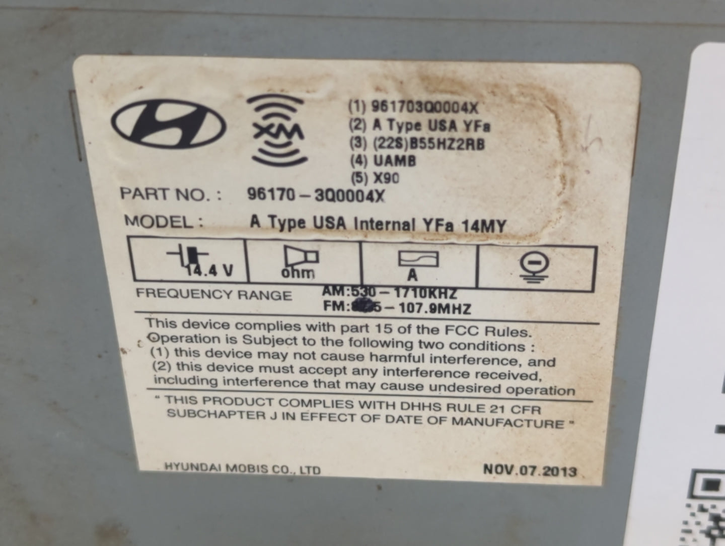 2013-2014 Hyundai Sonata Am Fm Cd Player Radio Receiver - Oemusedautoparts1.com