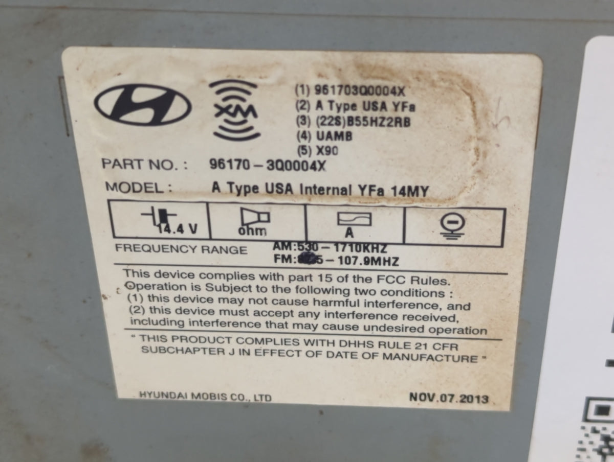 2013-2014 Hyundai Sonata Am Fm Cd Player Radio Receiver 554721 - Oemusedautoparts1.com