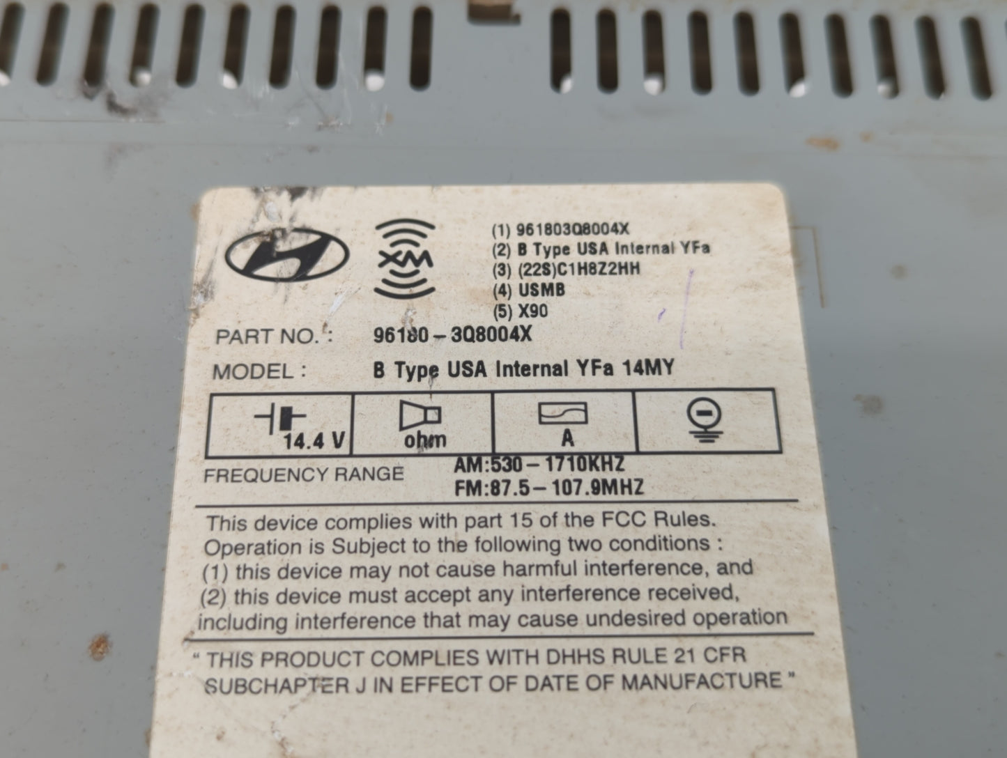 2014-2015 Hyundai Sonata Am Fm Cd Player Radio Receiver - Oemusedautoparts1.com