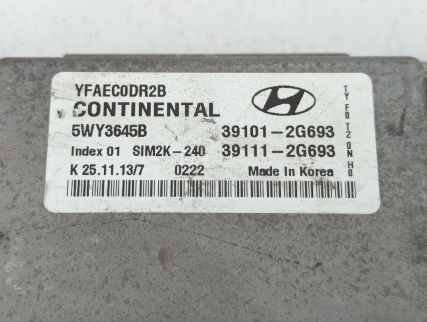 2011-2014 Hyundai Sonata PCM Engine Control Computer ECU ECM PCU OEM P/N:39101-2G693 Fits Fits 2011 2012 2013 2014 OEM Used 