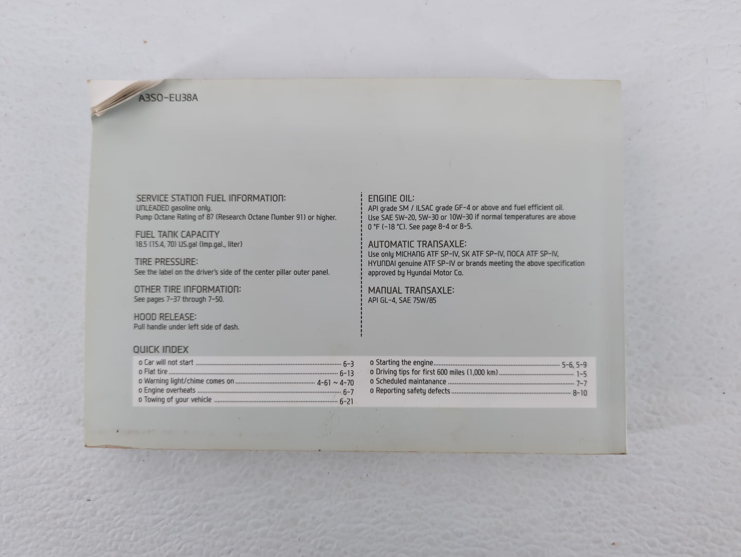 2014 Hyundai Sonata Owners Manual Book Guide P/N:A3S0-EU38A OEM Used Auto Parts - Oemusedautoparts1.com