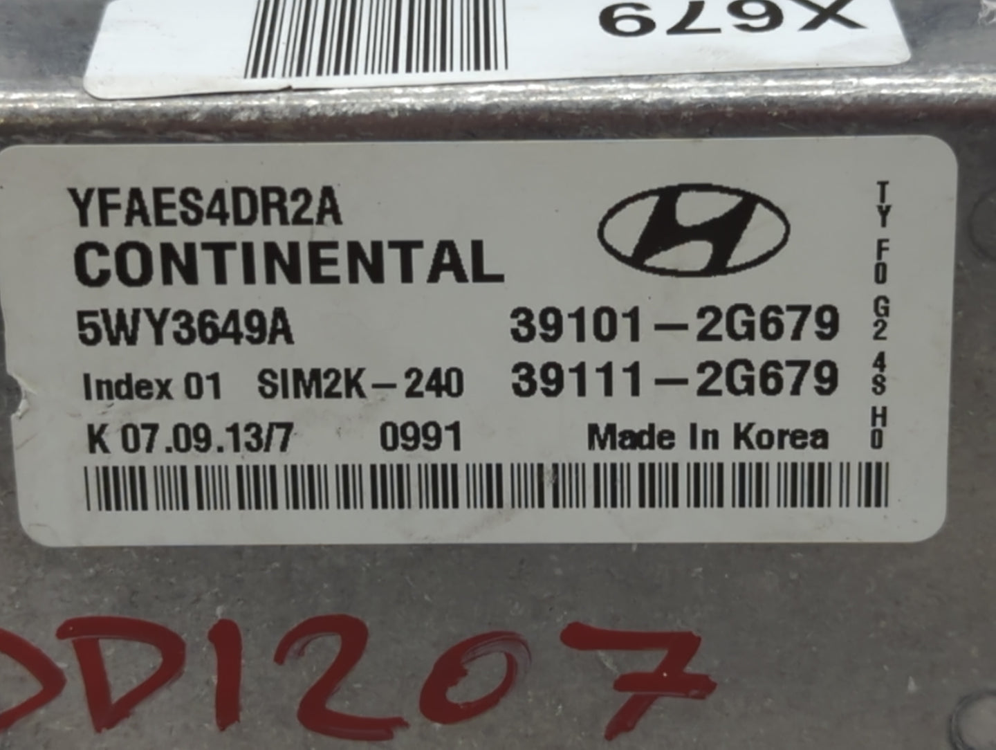 2011-2014 Hyundai Sonata PCM Engine Control Computer ECU ECM PCU OEM P/N:39101-2G679 Fits Fits 2011 2012 2013 2014 OEM Used 