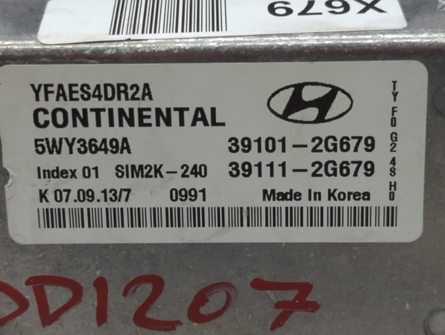 2011-2014 Hyundai Sonata PCM Engine Control Computer ECU ECM PCU OEM P/N:39101-2G679 Fits Fits 2011 2012 2013 2014 OEM Used 
