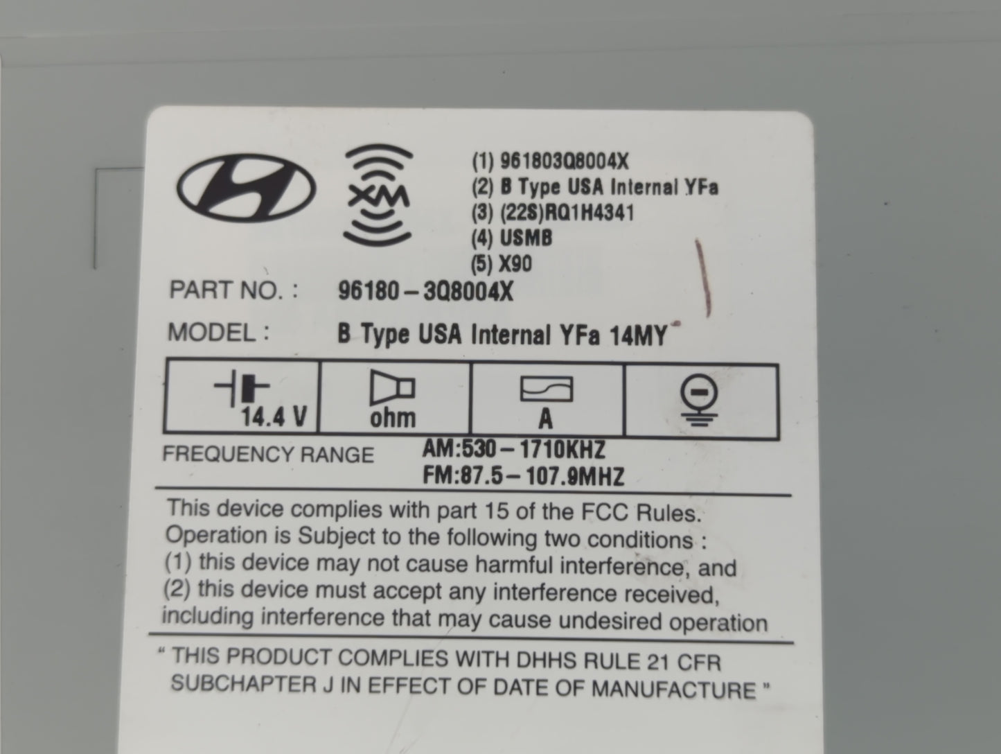 2013-2014 Hyundai Sonata Am Fm Cd Player Radio Receiver - Oemusedautoparts1.com