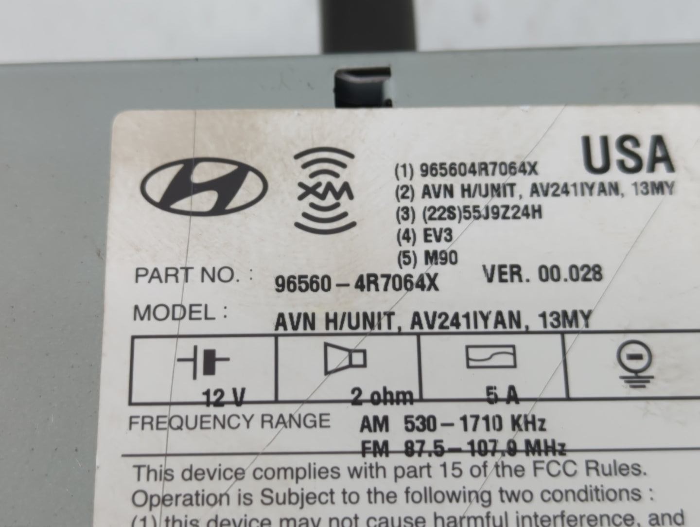 2011-2015 Hyundai Sonata Radio AM FM Cd Player Receiver Replacement P/N:96560-4R7064X Fits Fits 2011 2012 2013 2014 2015 OEM