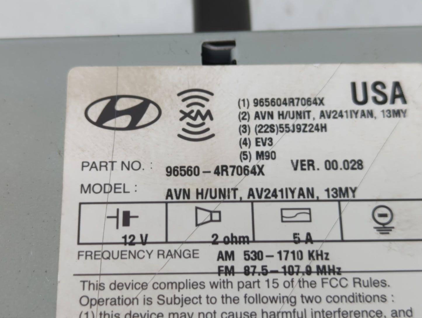 2011-2015 Hyundai Sonata Radio AM FM Cd Player Receiver Replacement P/N:96560-4R7064X Fits Fits 2011 2012 2013 2014 2015 OEM