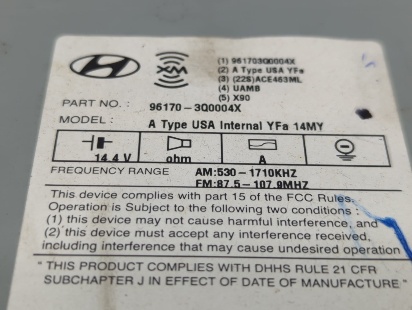 2014 Hyundai Sonata Radio AM FM Cd Player Receiver Replacement P/N:96170-3Q0004X Fits OEM Used Auto Parts - Oemusedautoparts