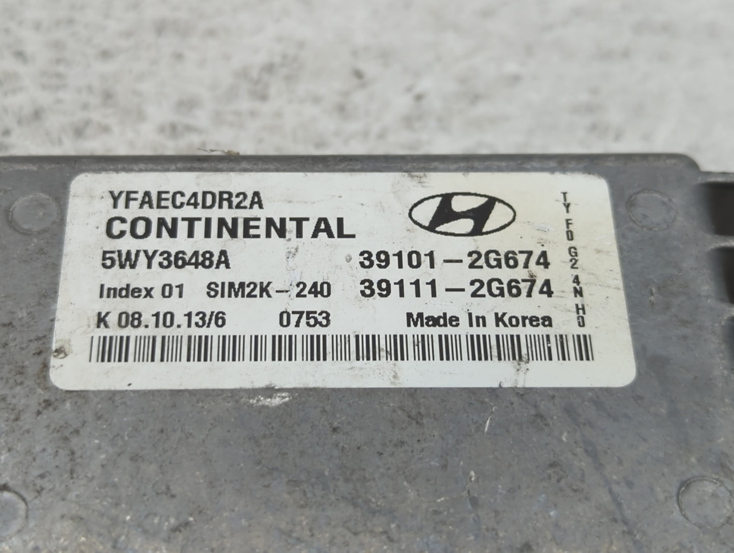 2011-2014 Hyundai Sonata PCM Engine Control Computer ECU ECM PCU OEM P/N:39101-2G674 Fits Fits 2011 2012 2013 2014 OEM Used 