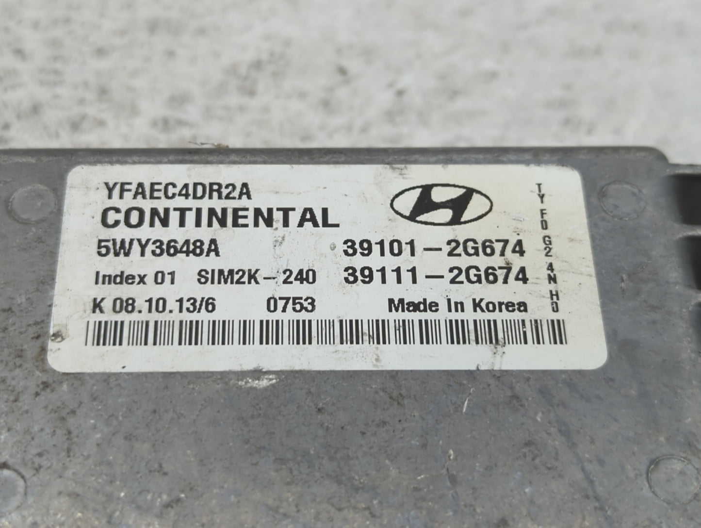 2011-2014 Hyundai Sonata PCM Engine Control Computer ECU ECM PCU OEM P/N:39101-2G674 Fits Fits 2011 2012 2013 2014 OEM Used 