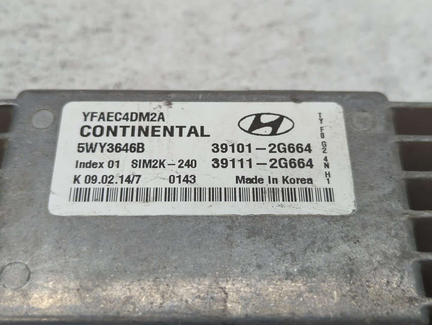 2011-2014 Hyundai Sonata PCM Engine Control Computer ECU ECM PCU OEM P/N:39101-2G664 Fits Fits 2011 2012 2013 2014 OEM Used 