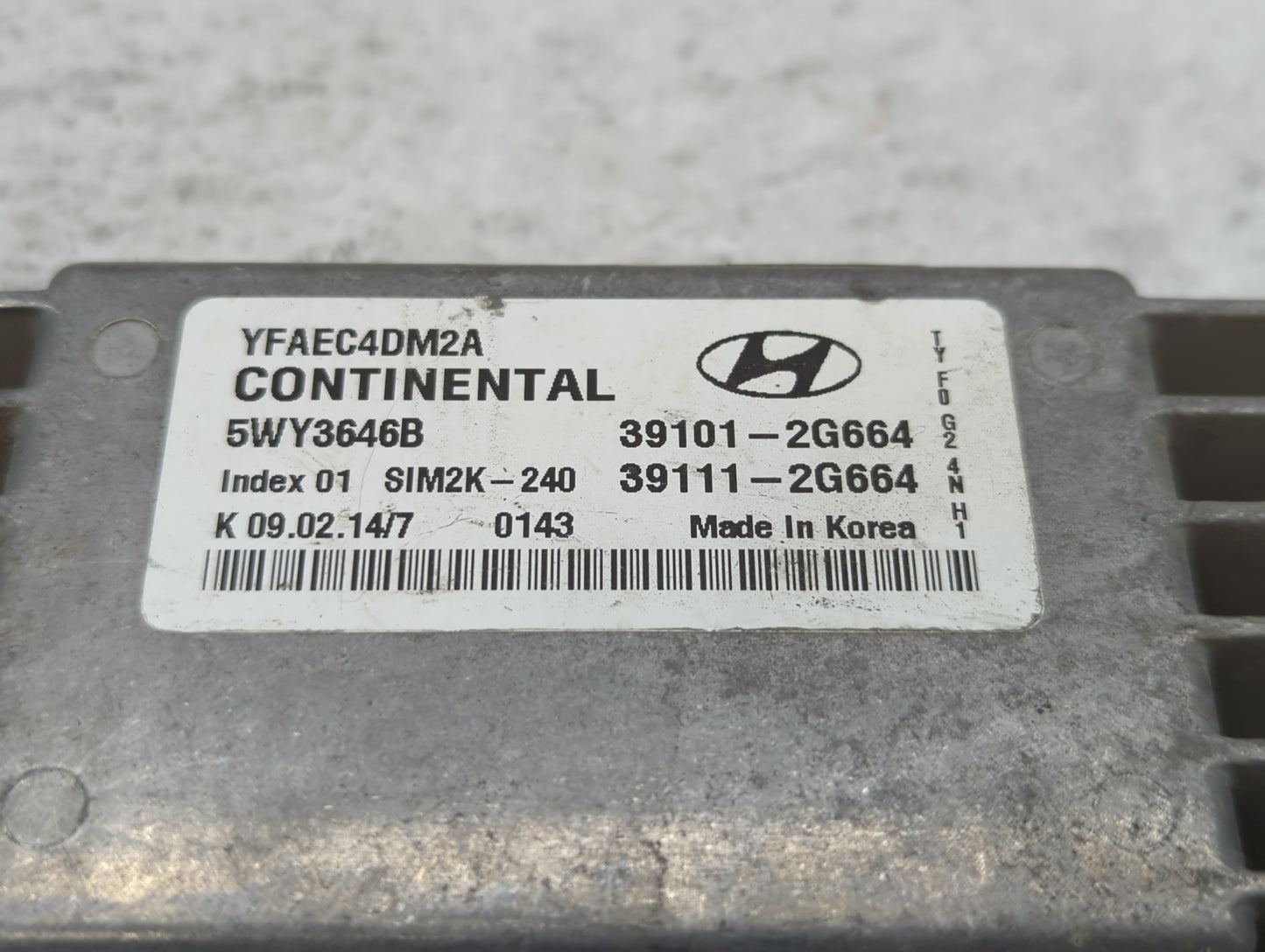 2011-2014 Hyundai Sonata PCM Engine Control Computer ECU ECM PCU OEM P/N:39101-2G664 Fits Fits 2011 2012 2013 2014 OEM Used 