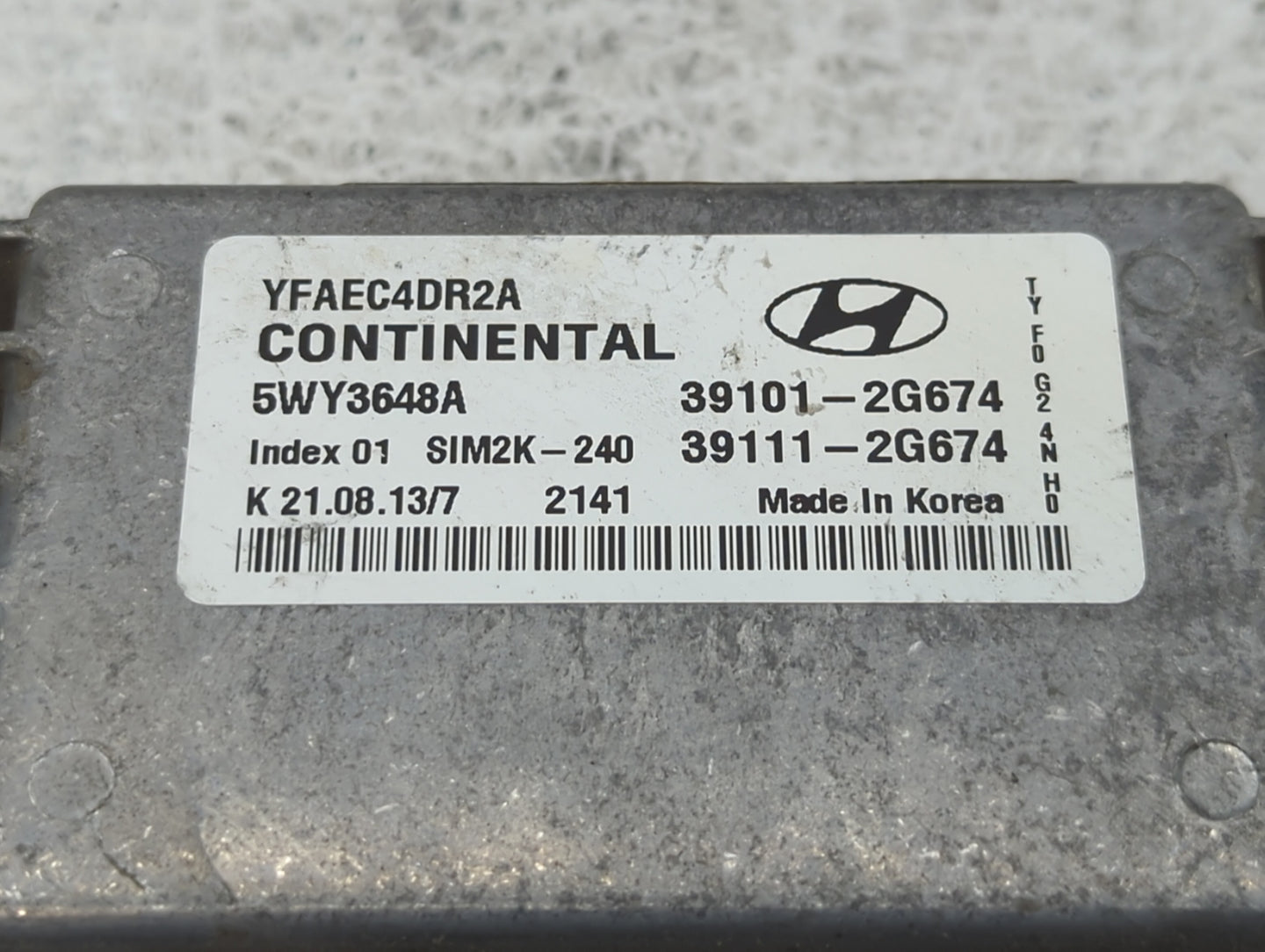 2011-2014 Hyundai Sonata PCM Engine Control Computer ECU ECM PCU OEM P/N:39101-2G674 Fits Fits 2011 2012 2013 2014 OEM Used 