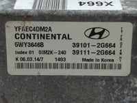 2011-2014 Hyundai Sonata PCM Engine Control Computer ECU ECM PCU OEM P/N:39101-2G664 Fits Fits 2011 2012 2013 2014 OEM Used 