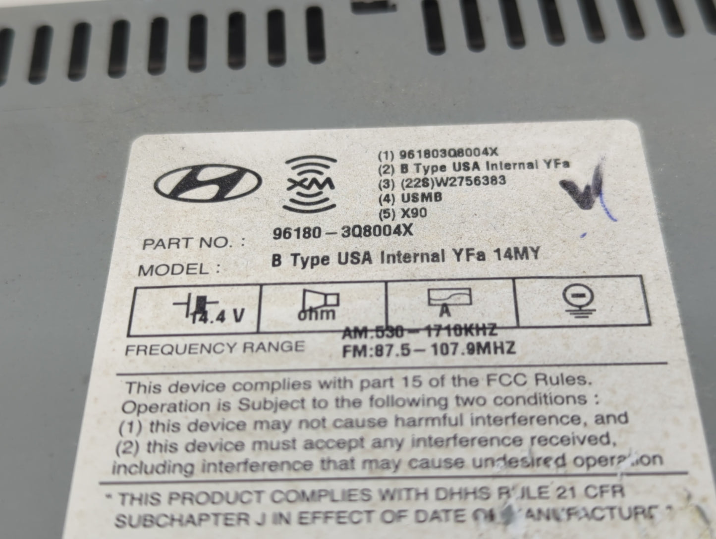 2014-2015 Hyundai Sonata Radio AM FM Cd Player Receiver Replacement P/N:96180-3Q8004X Fits Fits 2014 2015 OEM Used Auto Part