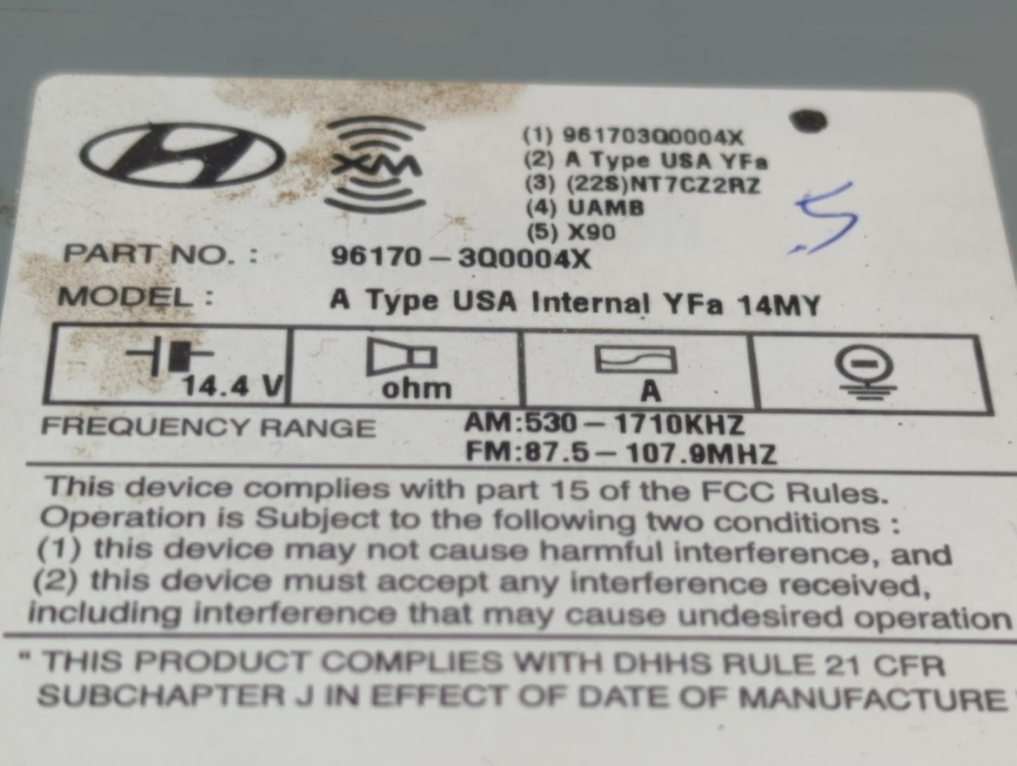 2013-2014 Hyundai Sonata Am Fm Cd Player Radio Receiver - Oemusedautoparts1.com