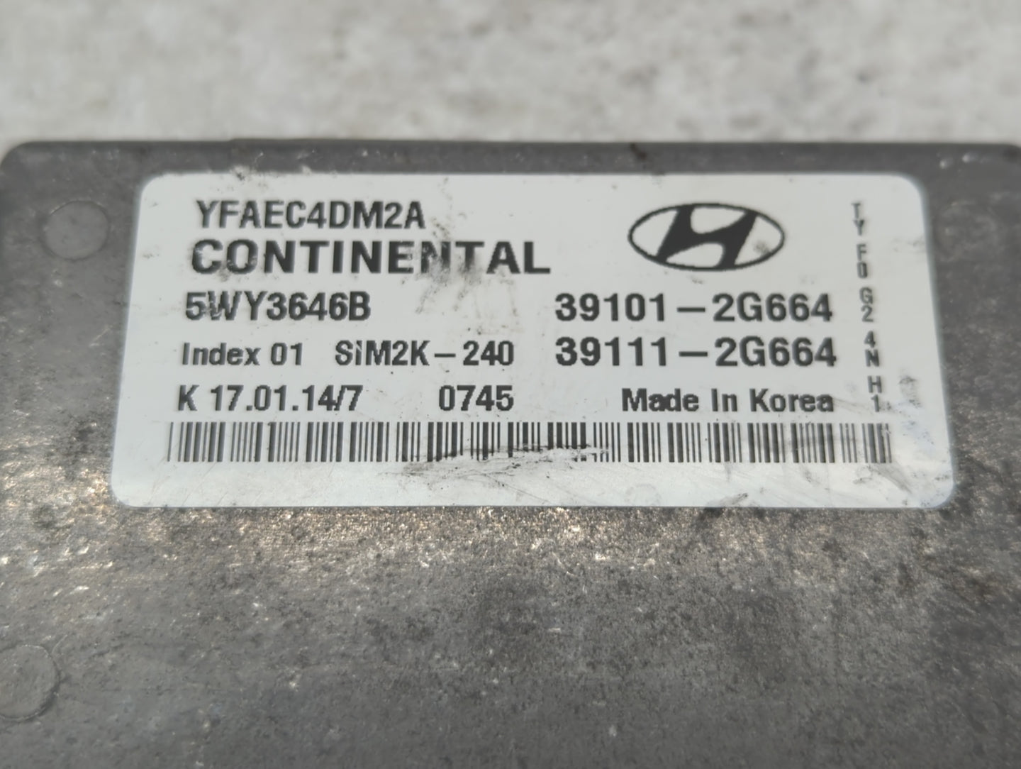 2011-2014 Hyundai Sonata PCM Engine Control Computer ECU ECM PCU OEM P/N:39101-2G664 Fits Fits 2011 2012 2013 2014 OEM Used 