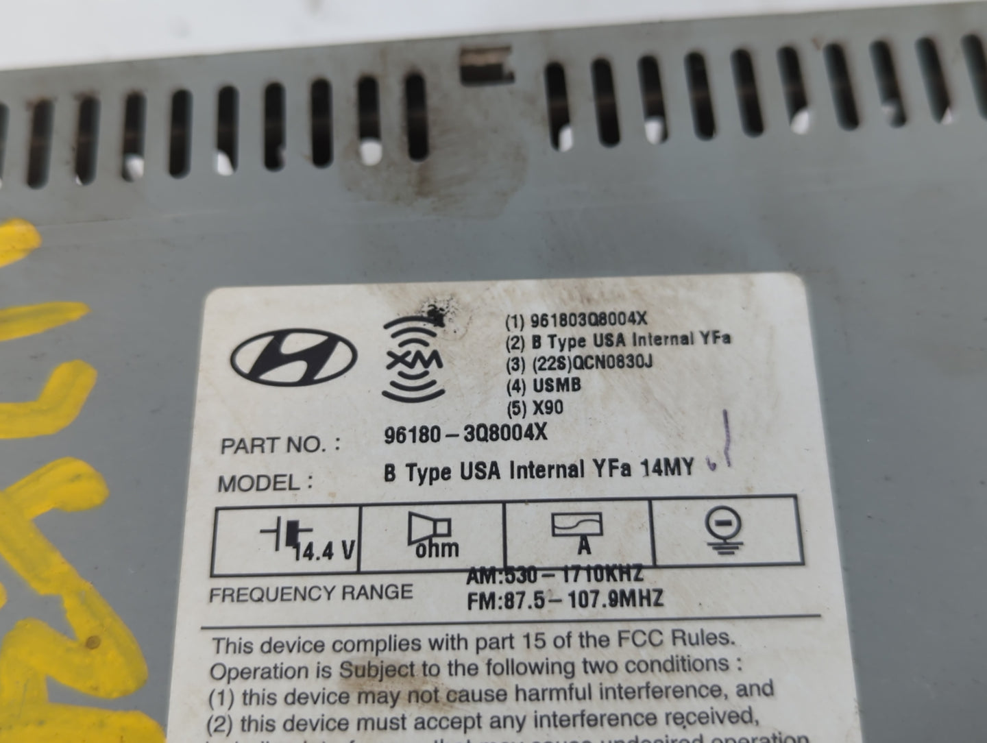 2014-2015 Hyundai Sonata Radio AM FM Cd Player Receiver Replacement P/N:96180-3Q8004X Fits Fits 2014 2015 OEM Used Auto Part