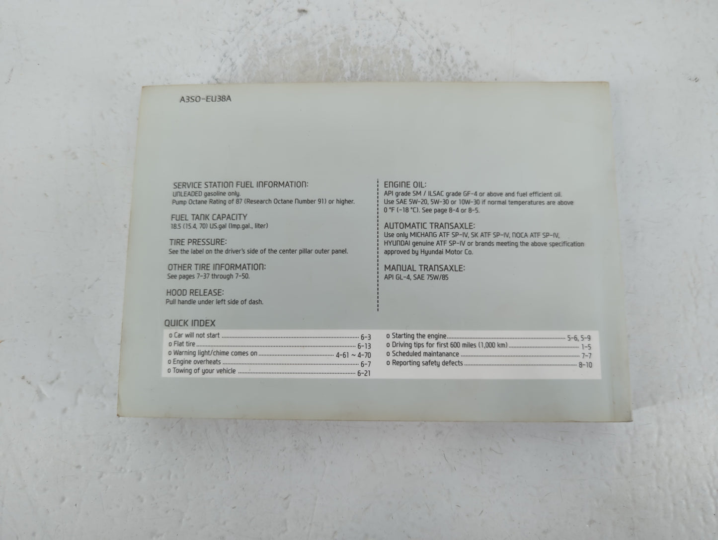 2014 Hyundai Sonata Owners Manual Book Guide P/N:A3S0-EU38A OEM Used Auto Parts - Oemusedautoparts1.com