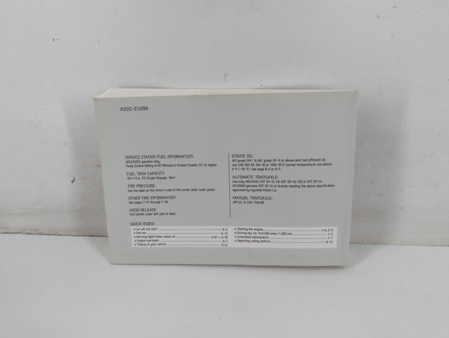 2014 Hyundai Sonata Owners Manual Book Guide P/N:A3S0-EU39A OEM Used Auto Parts - Oemusedautoparts1.com