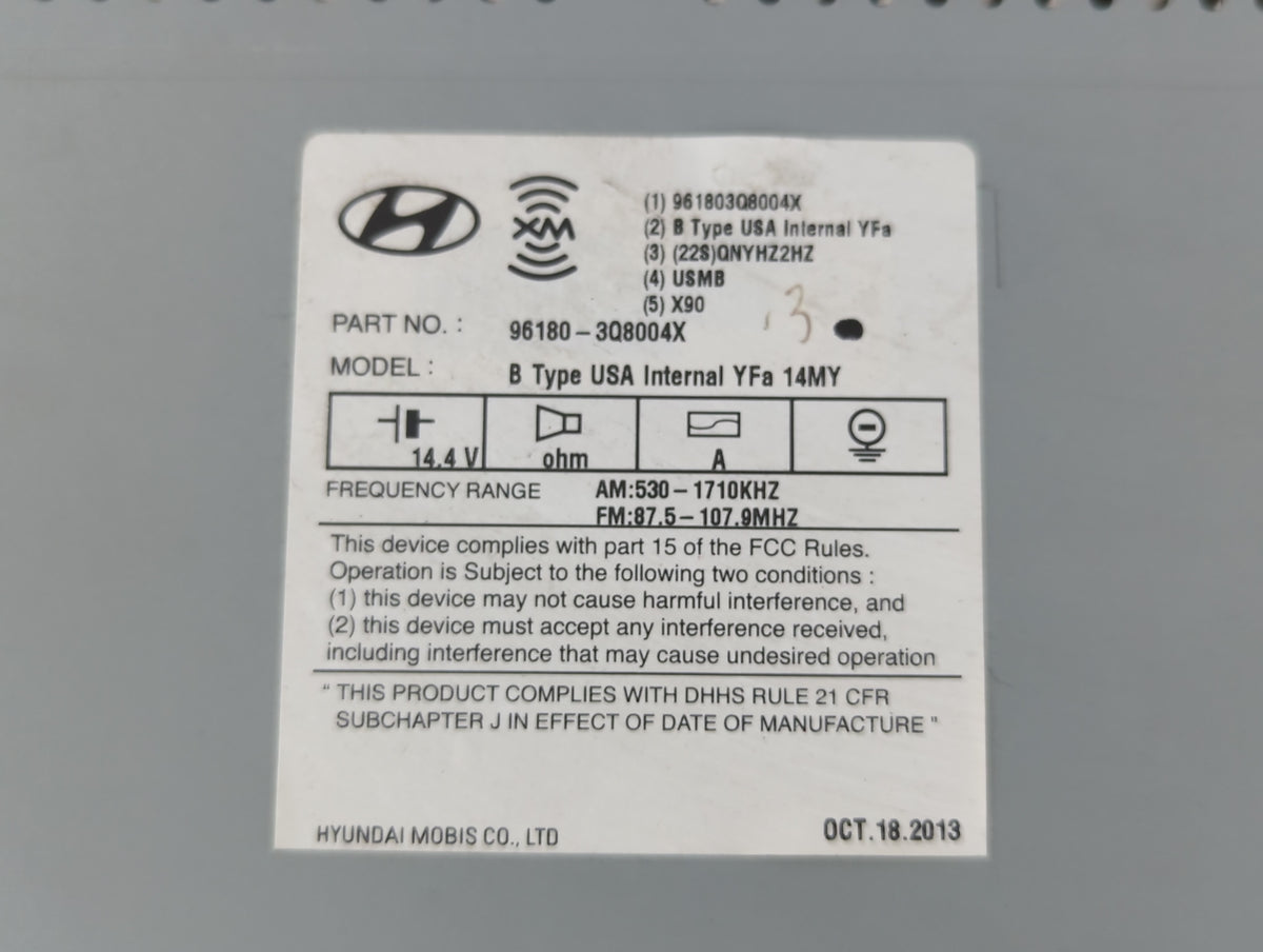 2014-2015 Hyundai Sonata Am Fm Cd Player Radio Receiver 764677 - Oemusedautoparts1.com